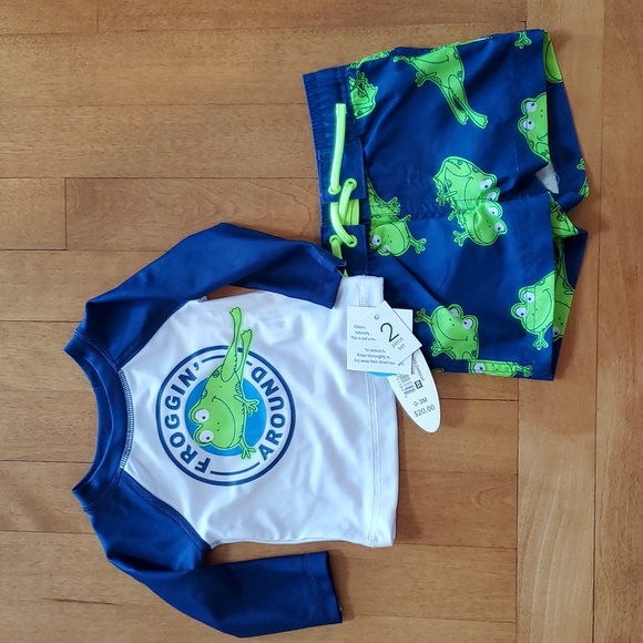 Baby Boys Wave Zone "Froggin' Around" Rashguard Set Size 0/3 3/6 Months NWT - Picture 1 of 5
